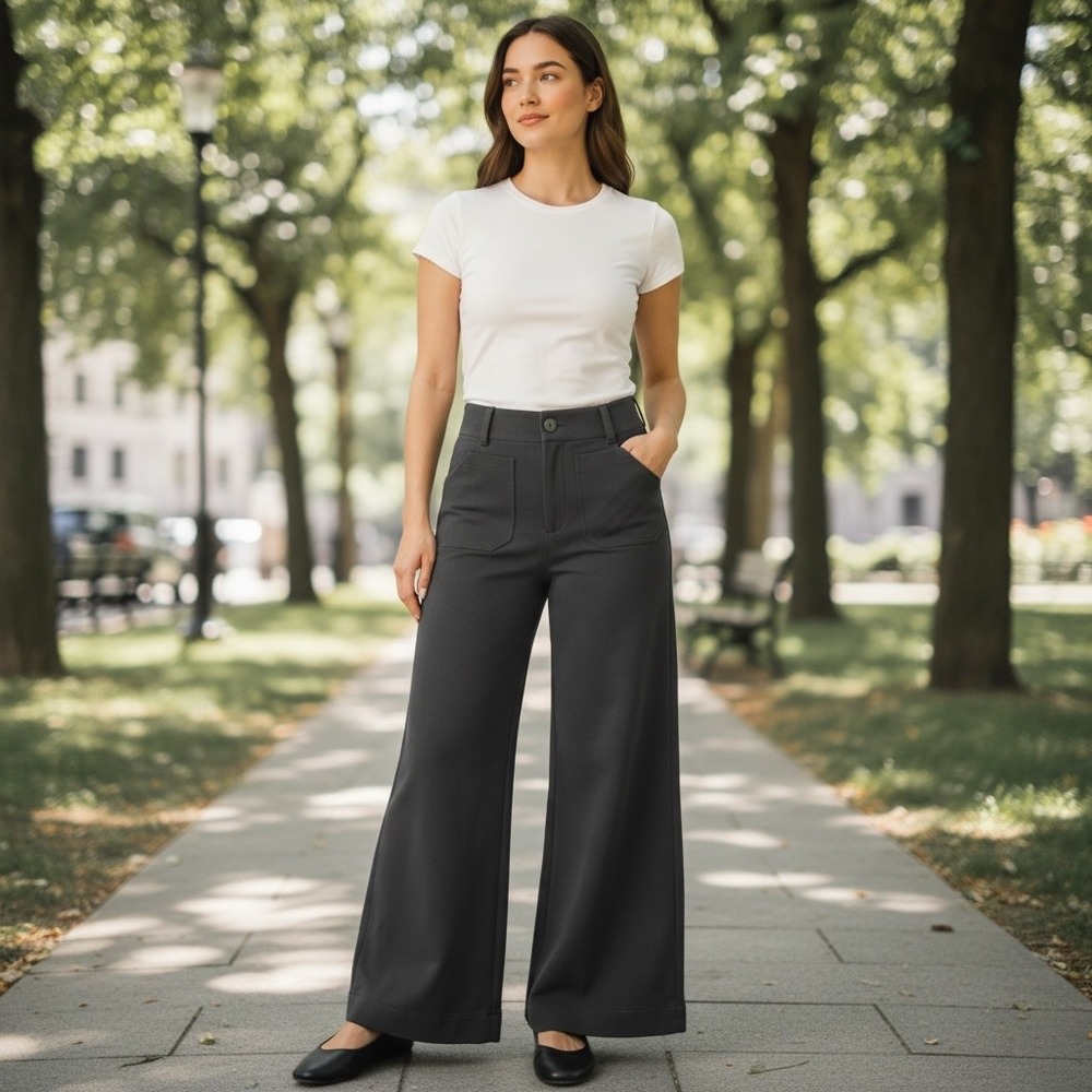 Maeve Pants Womens 27T Black The Colette Wide Leg Tall Textured Knit Pockets